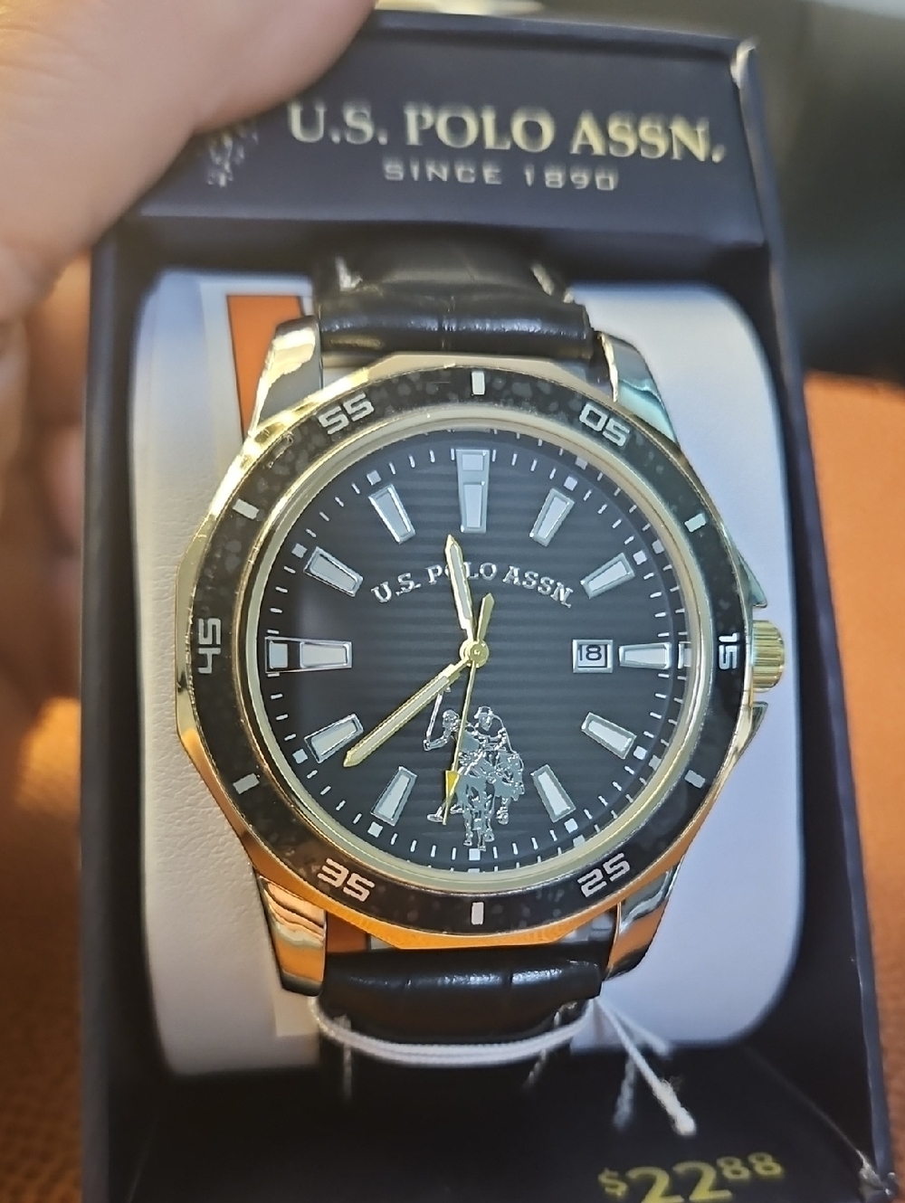 U.S. Polo Assn. Black Dial Gold-Tone Accent Men's Watch